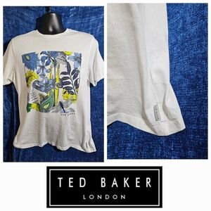 Ted Baker Blue Graphic Tropical Print Cotton T Shirt 5 XL